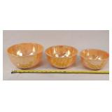Fire King Peach Luster Stacking Bowl Set of 3