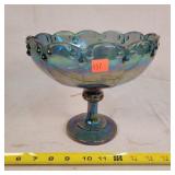 Purple Carnival Glass Stem Bowl 8.5' Dia
