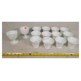 12 Milk Glass Tea Cups & Sugar & Creamer