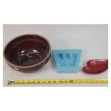 Stoneware Bowl, Ash Tray, Red Wing Tray
