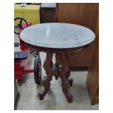 Marble Top Victorian Walnut End Table 22x27t