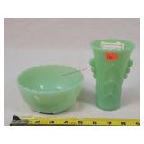 Fire King Jadeite Footed Bowl & 6" Vase