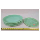 9pcs of Fire King Jadeite Plates / Servers