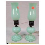 2- 14" Tall Jadeite Lamps