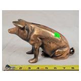 Cast Iron Copper Pig Bank - Repo