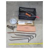 4- Pry Bars, Pantograph, Vise, & More