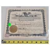 1902 stock certificate Wapsie Valley Oil Company