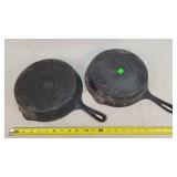 2- Dirty #8 Cast Iron Skillets