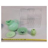 Fenton Uranium Owl - Cracked, Jadeite Pitcher, &