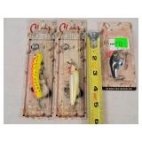 3- Fishing Lures, Wood Class & Bagley