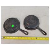 2- Dirty #3 Cast Iron Skillets