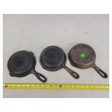 3- Dirty #3 Cast Iron Skillets