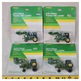 4 - 1/64 John Deere Tractors w/ Loaders