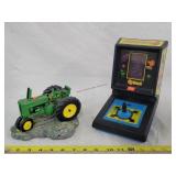 John Deere G Tractor Statue & Q-bert Game