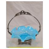 Victorian art glass blue opalescent bride