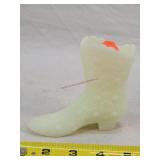 Fenton Custard Glass Boot - Uranium Glow