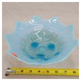 Northwood Blue Opalescent Pearl Flowers bowl