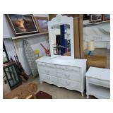 White Victorian Dresser w/ Mirror 54W x 32H