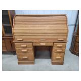 Solid Oak Computer Rolltop Desk - 29x55