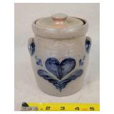 Rowe Pottery Salt Glazed Heart Lidded Jar