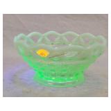 5" Katy Vaseline Opalescent Open Lace Bowl