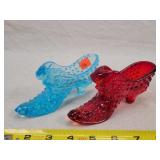 2- Hobnail Fenton Glass Slippers