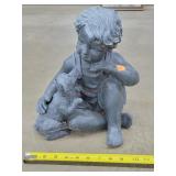 Boy & Pup Garden Statue