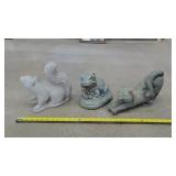 Concrete Snail, Frog, & Cat Garden Decor