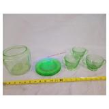 8pc of Green Depression / Uranium Glow Glass
