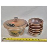 Rowe Pottery Salt Glazed Pot & 6-Bowls