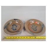 2- Rowe Pottery Salt Glazed 8" Bowls