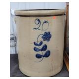 Salt Glazed 20 Gallon Stoneware Crock - CRACKED