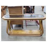 Oak Glass Top Entry Table 17x50x25t