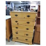 Yellow Pine 5 Drawer Chest Of Drawers 27x41