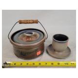 Rowe Pottery Salt Glazed Low Canister & Other Cup