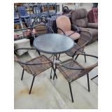 31" Patio Table w/ 4 Wicker Chairs