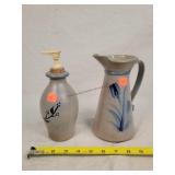 Rowe Pottery Soap Dispenser & Pitcher 8"t
