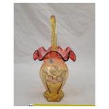 Fenton Art Glass basket - "Berries on Autumn