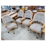 4- Oak Rolling Dining Chairs