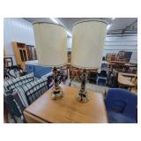 Pair of Heavy Brass Lamps, 35" H