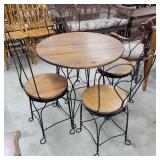 Antique Oak Topped Ice Cream Table Set