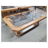Solid Oak Glass Top Coffee Table 24x46