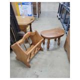 Oak Magazine Rack & footstool
