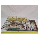 3- Bear Place Mats & 4 Yellow Bubble Glasses