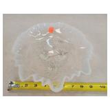 White Opalescent 9" Ruffle Bowl