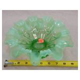 Green Opalescent Ruffle Bowl 9"