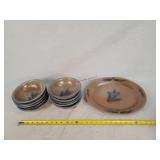10pcs of Rowe Pottery Salt Glazed Bowls & Plate