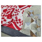 2- Vintage Quilt Faces (red one hand stitched!)