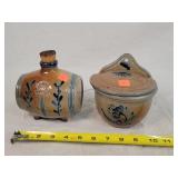 Rowe Pottery Salt Glazed Barrel & Wall Dish