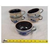 5- Rowe Pottery Salt Glazed Soup Mugs